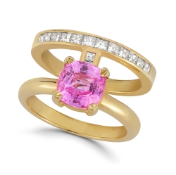 14k Yellow Gold Pink Sapphire Ring