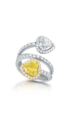 18k white gold white diamond and yellow diamond ring - 3.39ct total weight.