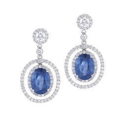 18K White Gold Sapphire And Diamond Earrings