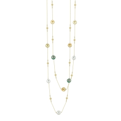 14K Yellow Gold Multi-Pearl Necklace