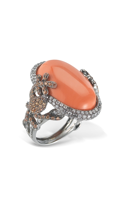 Coral and Diamond Ring