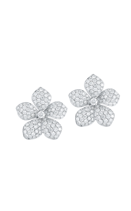 18K White Gold Diamond Flower Earrings