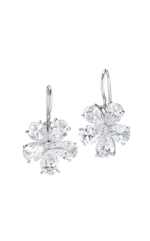 18K White Gold Diamond Flower Earrings