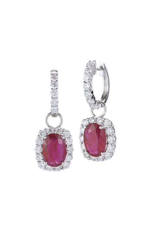 18K White Gold Ruby And Diamond Earrings