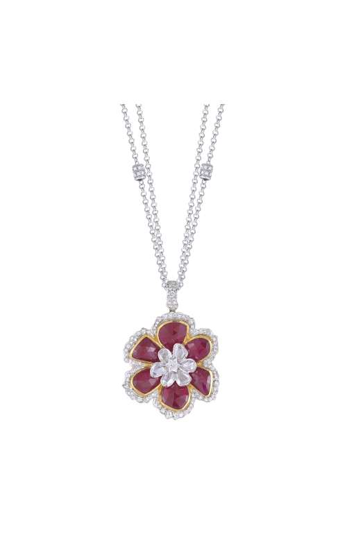 18K White/Yellow Gold Ruby and Diamond Pendant