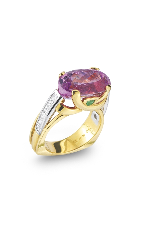 Platinum and 18K White Yellow Gold Pink Topaz Ring