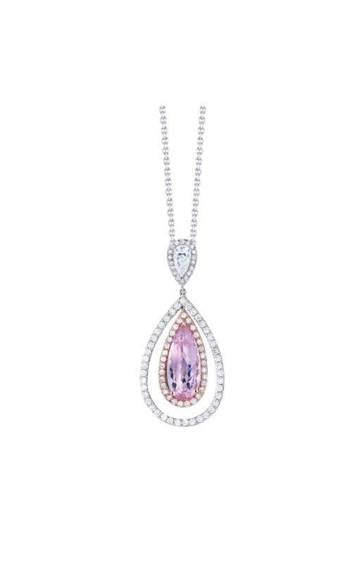 18K White Gold Pink Topaz Pendant