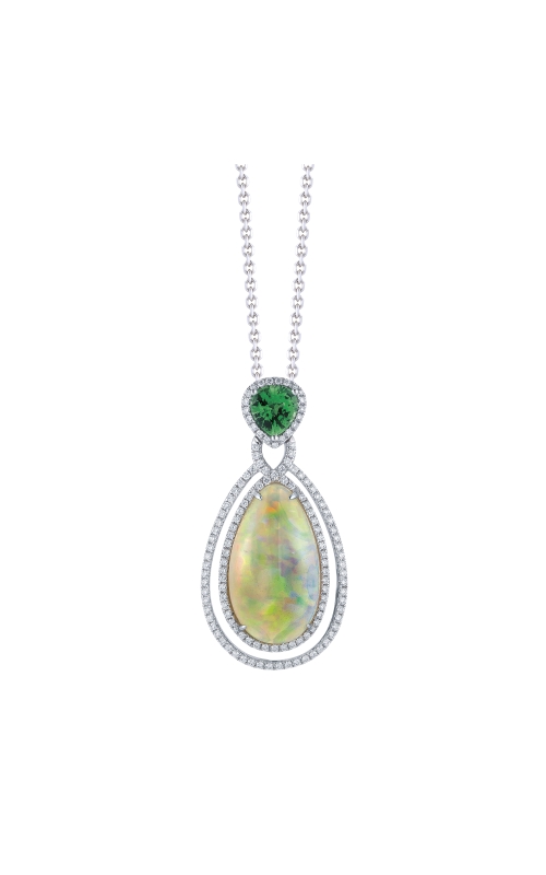 18K White Gold Opal Pendant